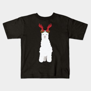 Llama with reindeer antlers Kids T-Shirt